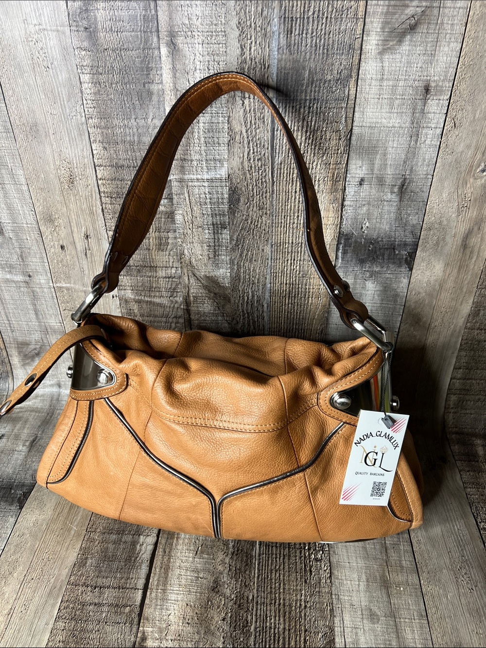 B. Makowsky Brown Leather Shoulder Bag
